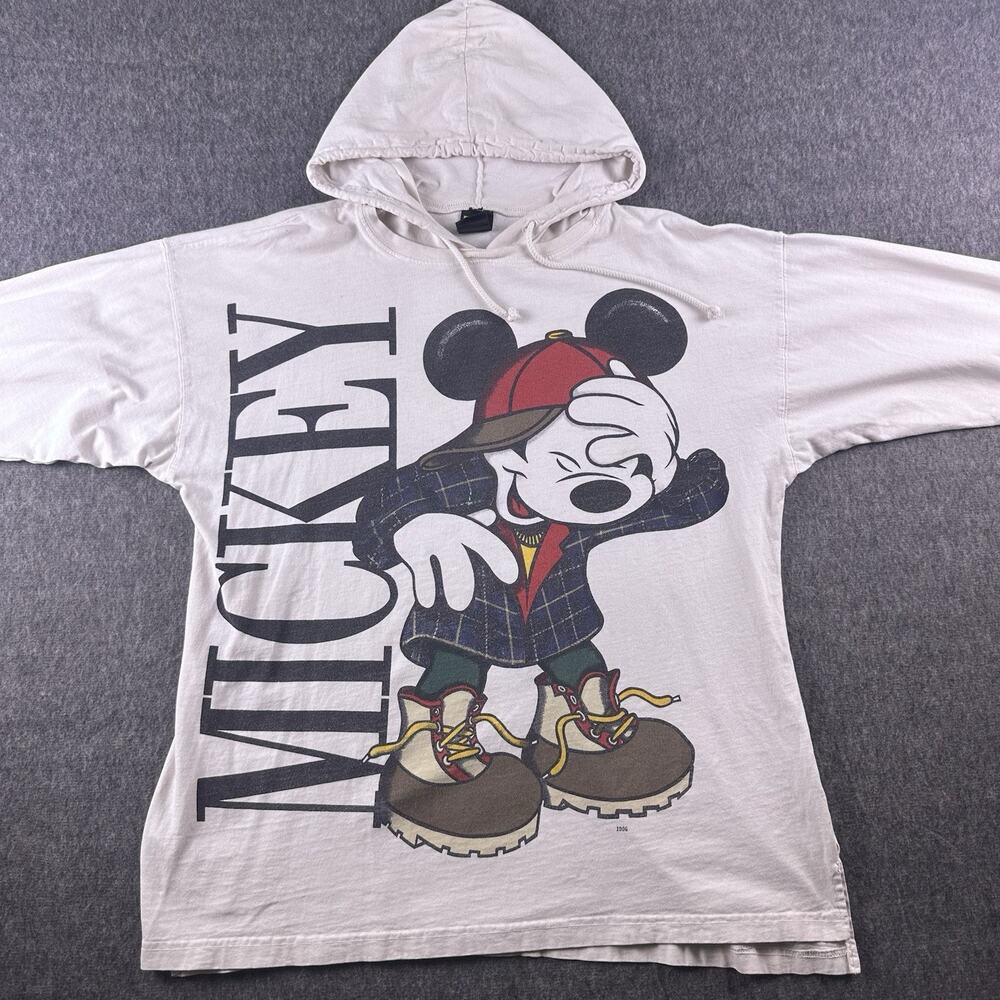 Vintage Mickey Mouse 90’s Long Sleeve T-Shirt Hoodie Men’s Size XL Jerry Leigh